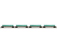 MTH 20-92314  O 4-Car 60’ Flat Car w/Pipe Load Set (Green) - Union Pacific
