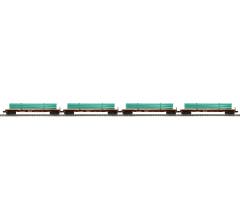 MTH 20-92318  O 4-Car 60’ Flat Car w/Pipe Load Set (Green) - Canadian National