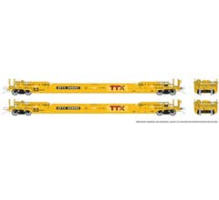Rapido 401064A HO 53' Husky-Stack well car 2-Pack: TTX - Patched Logo: Single 2-Pack