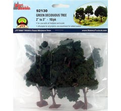 JTT #92130 Green DeciduousTrees - 2"-3" High (10/pk)