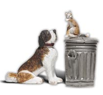Woodland Scenics A2524 Dog w/Cat on Trashcan