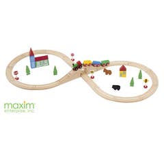 Maxim Enterprise Wooden Tracks #50049 37 Piece Figure 8 Wooden Train Set