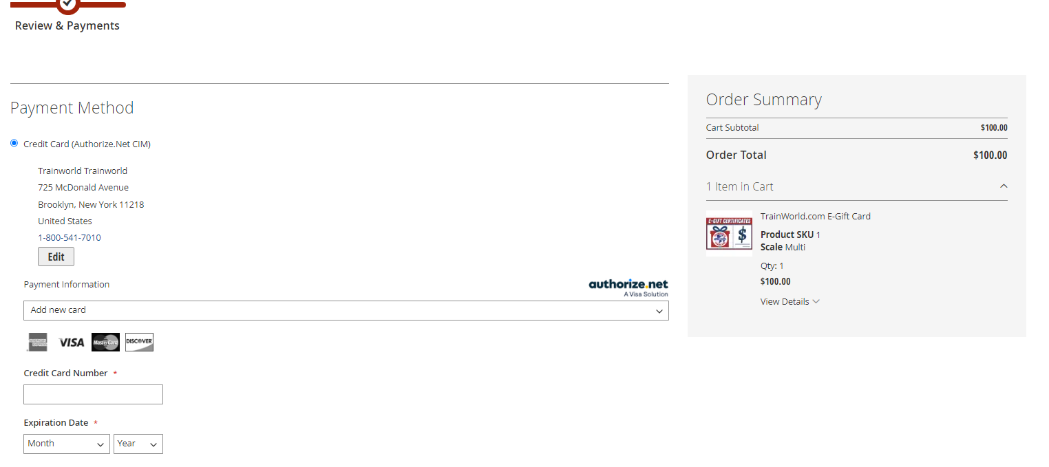 Instructions - Enter Payment Method And Place The Order Instructions - Enter Payment Method And Place The Order