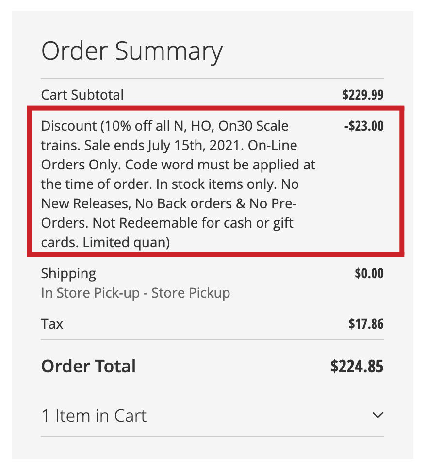 Instructions - Coupon Applied In Cart