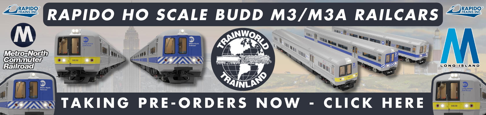 Rapido Budd M3/M3A Long Island & Metro North Railcars